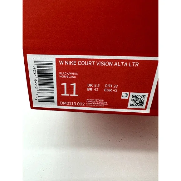 Nike Court Vision Alta Woman's size 11 Black leather / White Shoes DM0113 001 - Picture 6 of 6